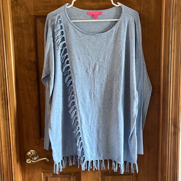 Lilly Pulitzer Tops - LILLY PULITZER BLUE LONG SLEEVE BLOUSE XL